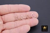 14 K Gold Filled Half Moon Charms, 11 mm 925 Sterling Silver Soldered Links # 3405, Crescent Moon - 2 Piece Silver