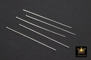 925 Sterling Silver Headpins, Long Wire Flat End Pins for Bead Inserts #3408, 2 Inch long with 1.5 mm Head