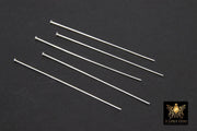 925 Sterling Silver Headpins, Long Wire Flat End Pins for Bead Inserts # 3408, 2 Inch long with 1.5 mm Head