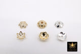 Gold Bead Caps, 8 mm Silver Bead End Caps Styles #3415, Round Petal Star Discs