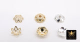 Gold Bead Caps, 8 mm Silver Bead End Caps Styles #3415, Round Petal Star Discs