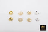 Gold Bead Caps, 6 mm Silver Bead End Caps Styles # 3419, Round Petal Star Discs