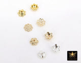 Gold Bead Caps, 6 mm Silver Bead End Caps Styles #3419, Round Petal Star Discs