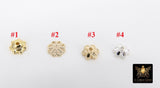 Gold Bead Caps, 6 mm Silver Bead End Caps Styles #3419, Round Petal Star Discs