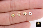 Gold Bead Caps, 6 mm Silver Bead End Caps Styles #3419, Round Petal Star Discs