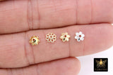 Gold Bead Caps, 6 mm Silver Bead End Caps Styles #3419, Round Petal Star Discs