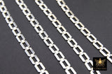 925 Sterling Silver Rectangle Chains, Silver Unfinished Rectangle Chain CH #866, 5.6 mm Flat Box Chain