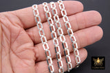 925 Sterling Silver Rectangle Chains, Silver Unfinished Rectangle Chain CH #866, 5.6 mm Flat Box Chain