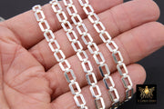 925 Sterling Silver Rectangle Chains, Silver Unfinished Rectangle Chain CH #866,  5.6 mm Flat Box Chain