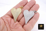 Gold CZ Heart Pendants, Silver Cubic Zirconia Heart Charms AG 397, Large Silver CZ Bail Jewelry Charms - Gold