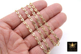 14 K Gold Filled Starburst Chains, 6.4 mm Oval Sequin Bar Chains CH #778, Unfinished Hammered Chain