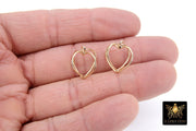 Gold Double Heart 3 D Hoop Ear Rings, 16 mm Gold Heart Shape Charms #504, Heart Gold Hoops