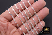925 Sterling Silver Bar Chain, 6 mm Silver Sequin Chains CH #868, Silver Oval Scroll Bar Unfinished Lumachina Chains
