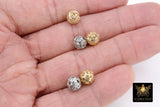 Gold Plated Round Filigree Beads, 5 Pc Patterned Silver Metal Beads AG #3355, Round High Quality 8 mm Focal Beads