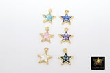 Gold Shell Star Charms, 13 mm Pink Starburst #3346, Blue Aqua White or Black Star Charms