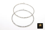 Textured Silver Round Hoop Ear Rings, 48 mm Glittery Silver Charms #960, High Quality Light Weight Wire Hoops Finding