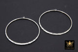 Textured Silver Round Hoop Ear Rings, 48 mm Glittery Silver Charms #960, High Quality Light Weight Wire Hoops Finding