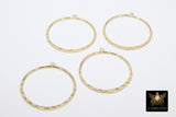 Textured Gold Round Hoop Ear Rings, 35 mm Glittery Gold Charms # 948, Hammered Wire Hoops