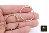 Textured Silver Round Hoop Ear Rings, 35 mm Glittery Gold Charms #2094, Hammered Gold Wire Hoops