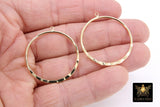 Textured Gold Round Hoop Ear Rings, 35 mm Glittery Gold Charms #948, Hammered Wire Hoops