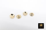 Gold Bead Caps, 6 mm Petal Bead End Caps Styles #3422, Round Textured Discs