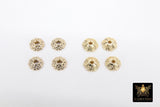 Gold Bead Caps, 6 mm Petal Bead End Caps Styles #3422, Round Textured Discs