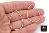 Dapped Gold Teardrop Hoop Ear Rings, 29 x 45 mm Textured Silver Charms AG #3333, Oval Hoops High Quality Light Weight Wire Hoops Finding