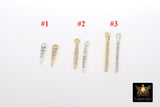 CZ Silver Spike Mini Charms, Gold Bar Spikes AG #3369, Tiny Bar Charms 3 Styles