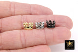 CZ Micro Pave Gold Crown Beads, Silver Crown Shaped Beads #3365, Black CZ Queen Crown Spacers