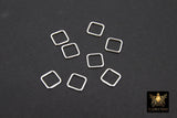 925 Sterling Silver Square Shape Charms, 8 mm Silver Diamond Shaped Soldered Links #3384, Soldered Closed Connector Charms