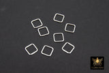 925 Sterling Silver Square Shape Charms, 8 mm Silver Diamond Shaped Soldered Links # 3384, Soldered Closed Connector Charms