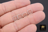 925 Sterling Silver Square Shape Charms, 8 mm Silver Diamond Shaped Soldered Links # 3384, Soldered Closed Connector Charms - 2 Piece Silver