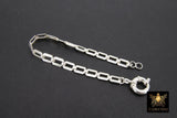 925 Sterling Silver Bracelet or Necklace, Rectangle Chunky Designer Chain #2626, Large Sailor Clasp Paperclip Choker