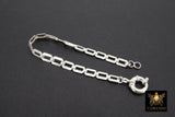 925 Sterling Silver Bracelet or Necklace, Rectangle Chunky Designer Chain #3423, Large Sailor Clasp Paperclip Choker