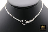 925 Sterling Silver Swivel Fob Bar Necklace, Silver Scroll Bar Chain Lariat Choker #2626, Lumachina Charm Necklace