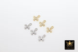 CZ Paved Gold Cross Charms, 10 mm Tiny Silver Cross Charm #3386, Minimalist Crosses