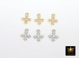 CZ Paved Gold Cross Charms, 10 mm Tiny Silver Cross Charm #3386, Minimalist Crosses