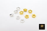 6 mm Round Rondelle Spacer Beads, 20 Pc Flat Hexagon Shaped #3399, Geometric Gold or Silver Plated Copper Bead
