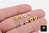 6 mm Round Rondelle Spacer Beads, 20 Pc Flat Hexagon Shaped #3399, Geometric Gold or Silver Plated Copper Bead