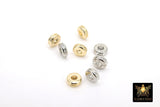 6 mm Round Rondelle Spacer Beads, 20 Pc Flat Hexagon Shaped #3402, Geometric Gold or Silver Plated Copper Bead