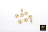 6 mm Round Rondelle Spacer Beads, 20 Pc Flat Hexagon Shaped #3402, Geometric Gold or Silver Plated Copper Bead