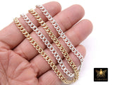 14 K Gold Filled Cuban Curb, 6.5 mm USA 925 Sterling Silver Chain CH #869, Large Unfinished Diamond Cut Curb Gold Chain #775