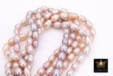 Genuine Pearl Bead Strands, 8 mm Beige Pink Baroque Pearl Beads BS #296, Oval Freshwater Rice Pearl