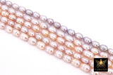 Genuine Pearl Bead Strands, 8 mm Beige Pink Baroque Pearl Beads BS #296, Oval Freshwater Rice Pearl