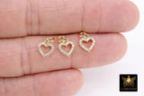 CZ Heart Shape Gold Hollow Charms