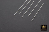 925 Sterling Silver Headpins, Long Wire Flat End Pins for Bead Inserts # 3408, 2 Inch long with 1.5 mm Head