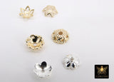 Gold Bead Caps, 8 mm Silver Bead End Caps Styles #3415, Round Petal Star Discs