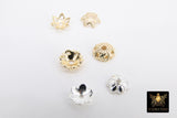 Gold Bead Caps, 8 mm Silver Bead End Caps Styles #3415, Round Petal Star Discs