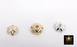 Gold Bead Caps, 8 mm Silver Bead End Caps Styles #3415, Round Petal Star Discs