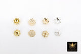 Gold Bead Caps, 6 mm Silver Bead End Caps Styles #3419, Round Petal Star Discs